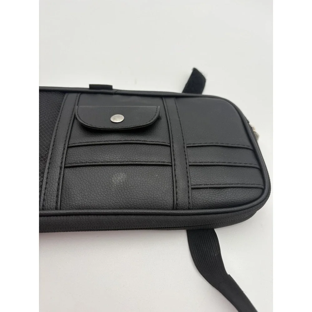 Travel Wallet‎ Organizer Case Black Faux Leather Car Visor Passport Zip Pouch